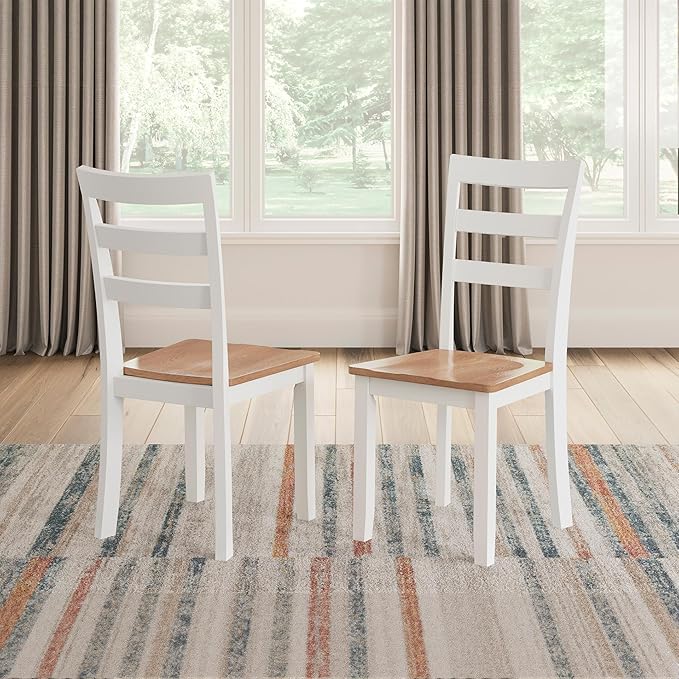 Signature Design by Ashley Gesthaven Solid Wood Frame Dining Chair, Set of 2, White/Natural