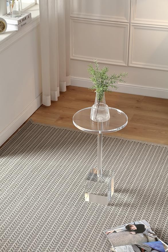 Clear Acrylic End Table,Side Table,Clear,for Livingroom,13.5 x 13.5 inch, 23 inch High