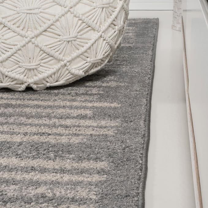 JONATHAN Y Khalil Modern Berber Stripe Gray/Cream Indoor Area Rug, 8x10, Contemporary, Bohemian, Easy-Cleaning for Living Room, Bedroom, Kitchen, Pet Friendly, Non-Shedding (MOH207G-8)