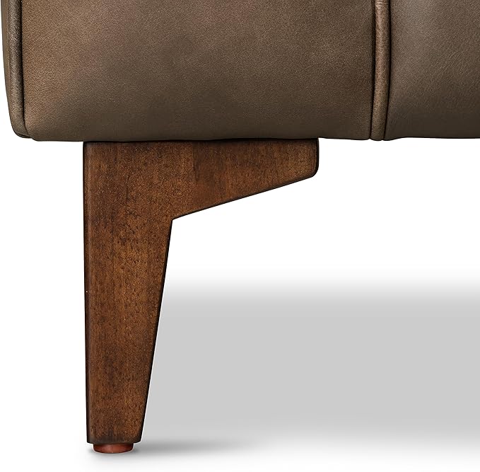 POLY & BARK Essex Leather Couch - 89-Inch Sofa with Tufted Back - Full-Grain Leather Sofa for Living Room with Feather-Down Topper - Living Room Couch - Vintage Italian Leather in Cocoa Brown