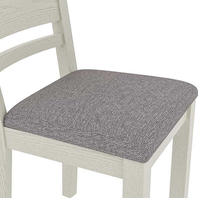 Dining Chairs Set of 4, Solid Wood Farmhouse Chairs with High Back and Upholstered Seat, Easy Assembly for Indoor Home, Dinner, Kitchen, Grey