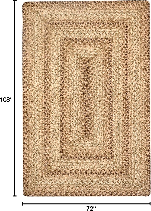 Cookie Dough Braided Area Rug 6x9' - Rustic Farmhouse Rugs for Living Room, Dining Room and Bedroom