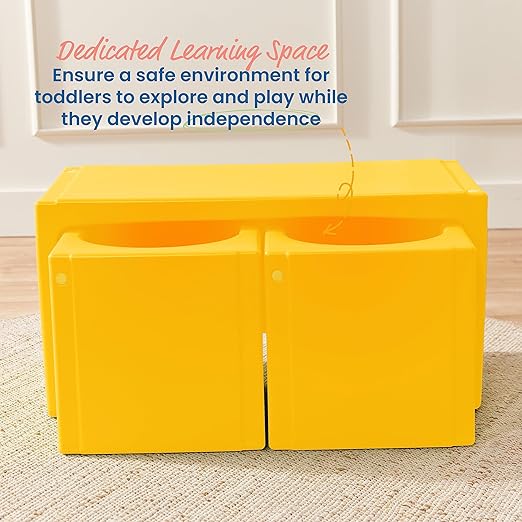 ECR4Kids Tri-Me Table and Cube Chair Set, Multipurpose Furniture, Yellow, 3-Piece