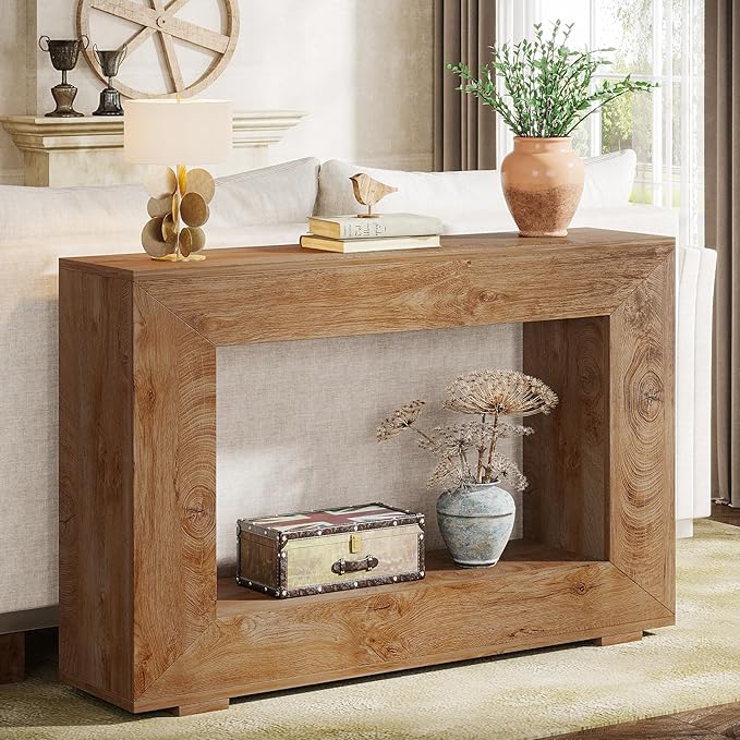 Tribesigns Farmhouse Console Table, 47 Inches Entryway Console Table with Storage, Industrial Hallway Accent Table for Living Room, Entrance