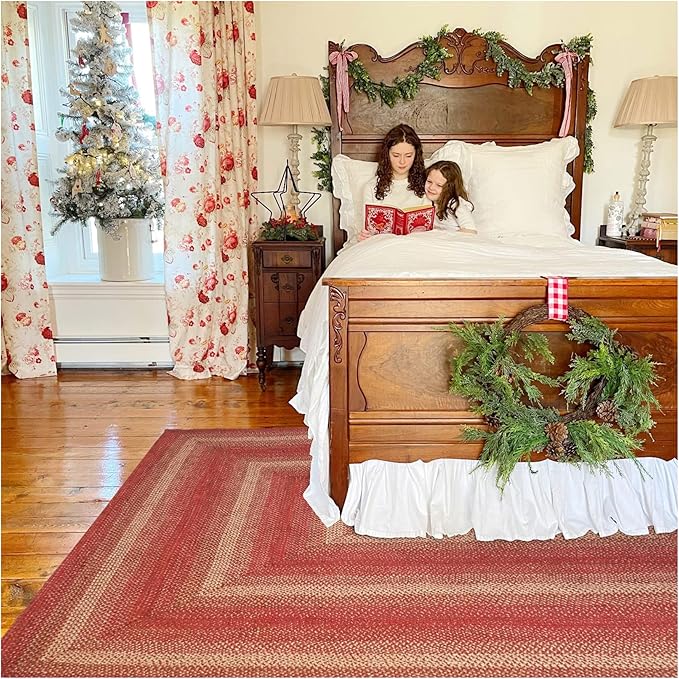 Homespice Apple Pie Jute Red 4x6' Braided Area Rug for Living Room, Bedroom and Dining Room. Pet Friendly. Decor Styles- Farmhouse Rug, Rustic, Vintage, Cottage, Primitive, Country, Boho Rug