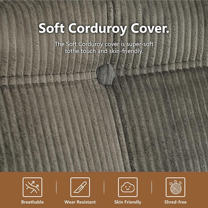 N&V CUBICUS Armless Floor Sofa, All New Hybrid Foam Design, with Matching Ottoman (CUBICUS, Jade)