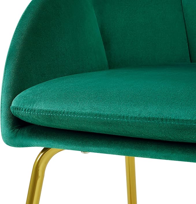 Yaheetech Flower Velvet Vanity Chair, Modern Side Chair Armchair with Golden Metal Legs for Living Room/Dressing Room/Bedroom/Home Office/Kitchen, Green