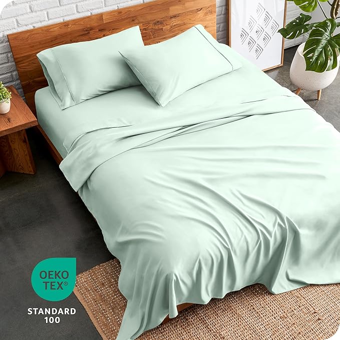 Bare Home Queen Sheet Set - Luxury 1800 Ultra-Soft Microfiber Bed Sheets - Double Brushed - Deep Pockets - Easy Fit - 4 Piece Set - Bedding Sheets & Pillowcases (Queen, Spring Mint)