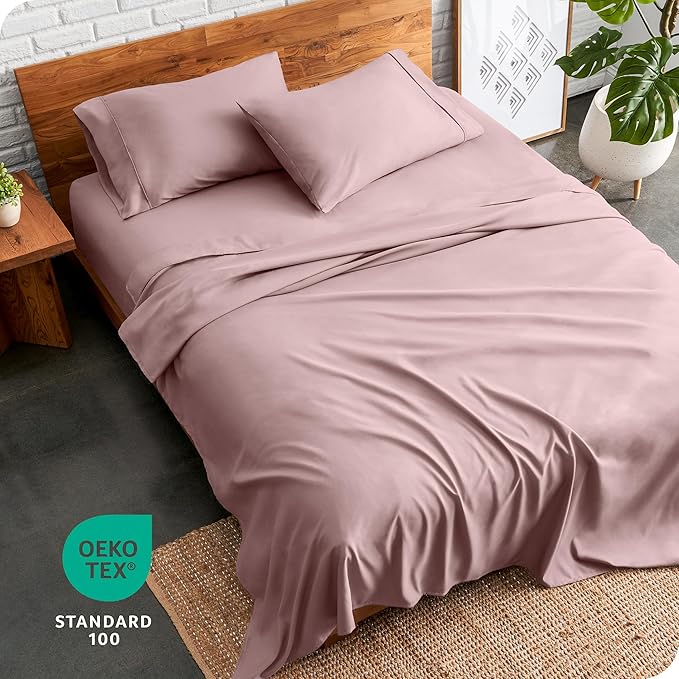 Bare Home King Sheet Set - Luxury 1800 Ultra-Soft Microfiber King Bed Sheets - Double Brushed - Deep Pockets - Easy Fit - 4 Piece Set - Bedding Sheets & Pillowcases (King, Mauve)