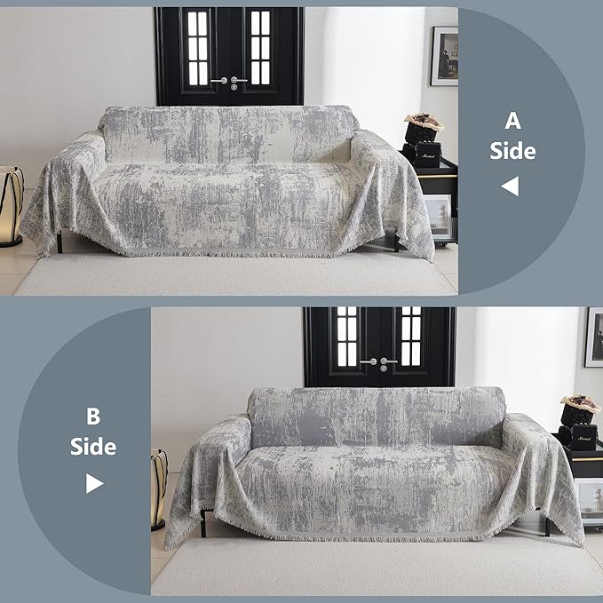 MYSKY HOME Couch Cover for Sectional Sofa Set - Washable Pet Couch Cover, 3 Cushion, Chenille, Multi-Use, 91" X150