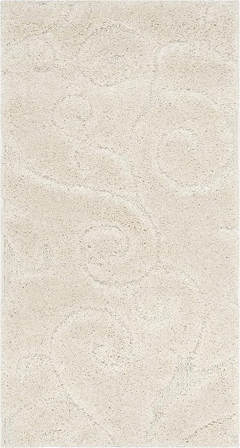SAFAVIEH Florida Shag Collection Accent Rug - 2'3" x 4', Creme & Creme, Scroll, Non-Shedding & Easy Care, 1.2-inch Thick Ideal for High Traffic Areas in Entryway, Living Room, Bedroom (SG455-1111)