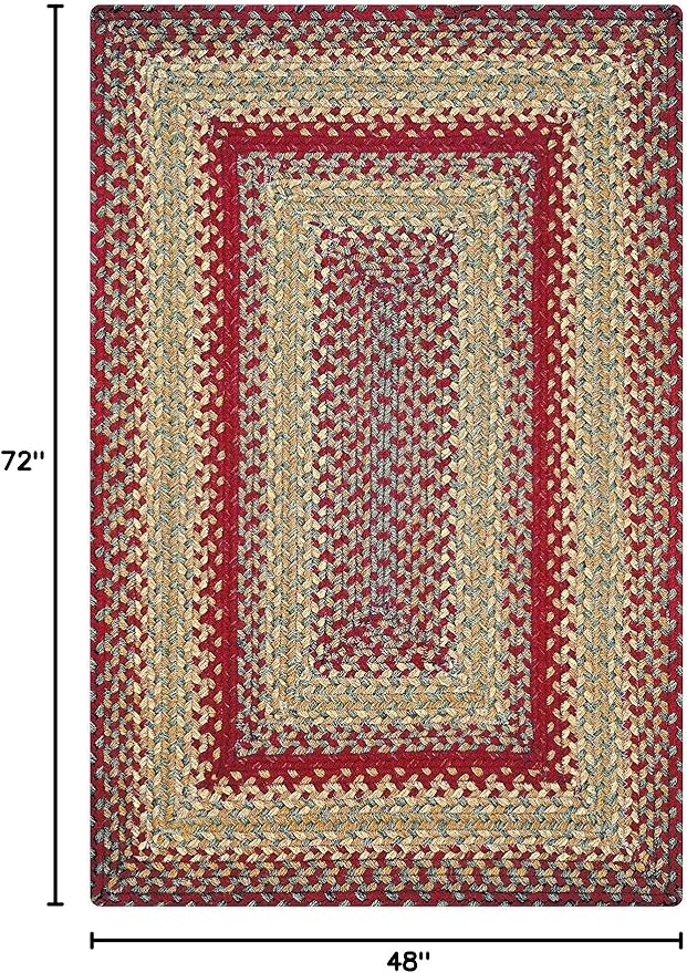 Cider Barn Red Jute Braided Area Rug, 4x6' Rectangle - Warm Country Rustic Decor, Perfect for Kitchens and Large Entryways - Durable, Reversible and Easy to Clean