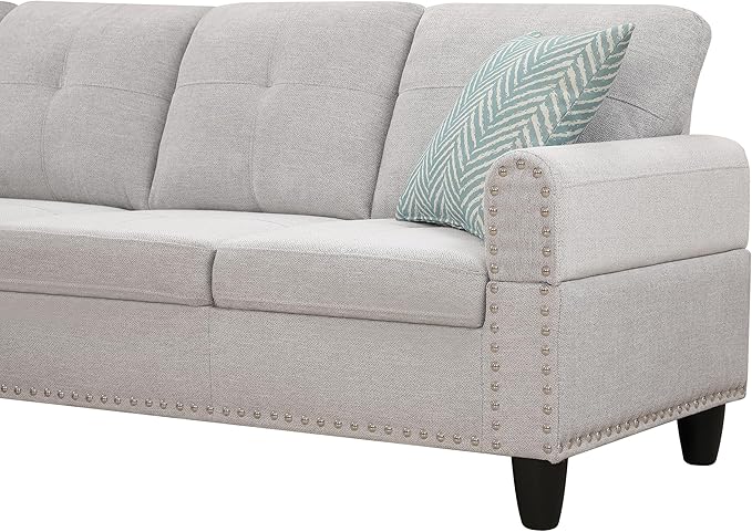 Halibur Sectional Sofa or Couch with Ottoman for Living Room, Apartment, Bedroom, Office