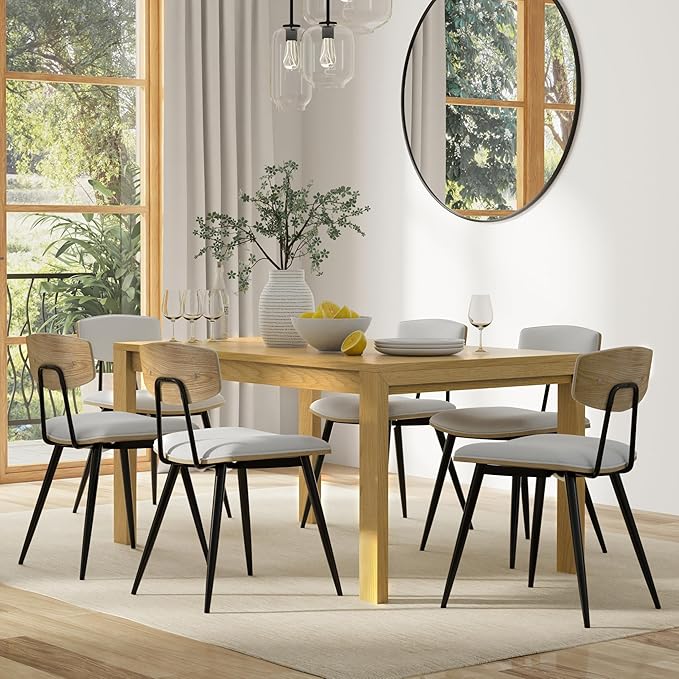 SIMPLIHOME Wilson Dining Table, Solid Wood Oak Veneer, 60 x 36 inches, Transitional-Style Rectangular Kitchen Table for up to 6 People