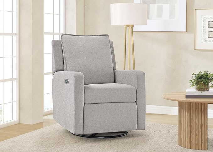 Delta Children babyGap Harlowe Power Recliner with USB-A & Charging Port Greenguard Gold Certified – Stain-Resistant Performance Fabric is Oeko-TEX Standard 100 Certified, Ash