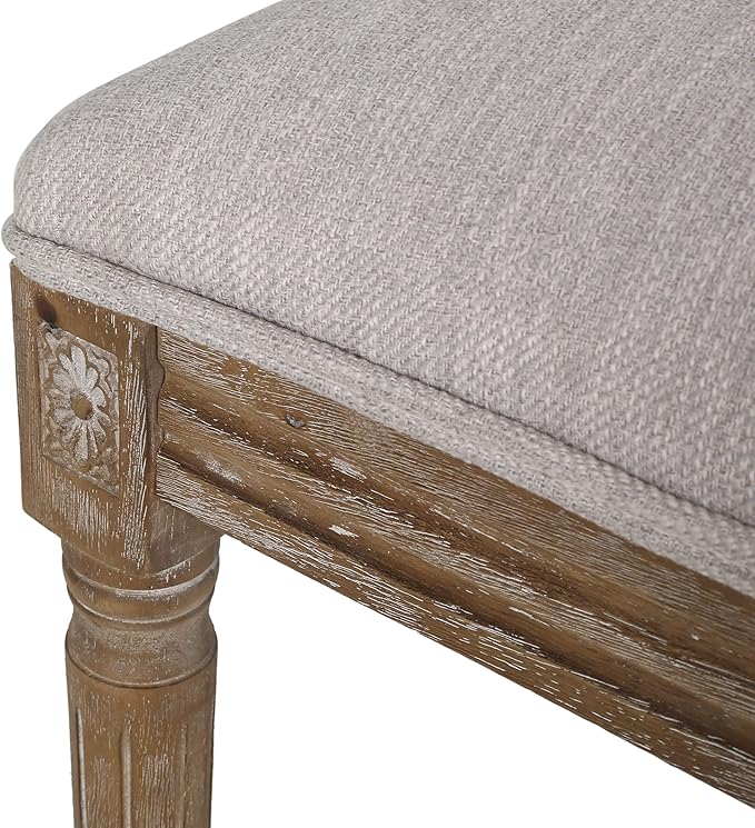 Christopher Knight Home Regina French Country Dining Chairs Set of 2, Wooden Dining Room Chair, High Back Kitchen Side Chair, Fabric Upholstered Armless Extra Seat, Light Gray and Natural
