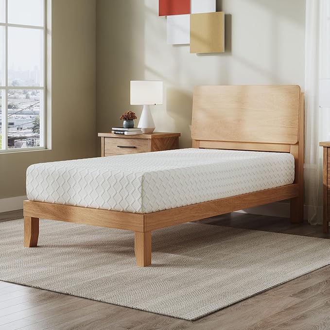 Signature Design by Ashley Twin Size Chime 10 Inch Medium Firm Memory Foam Mattress with Green Tea & Charcoal Gel for Pressure Relief, Fiberglass Free, Mattress In A Box