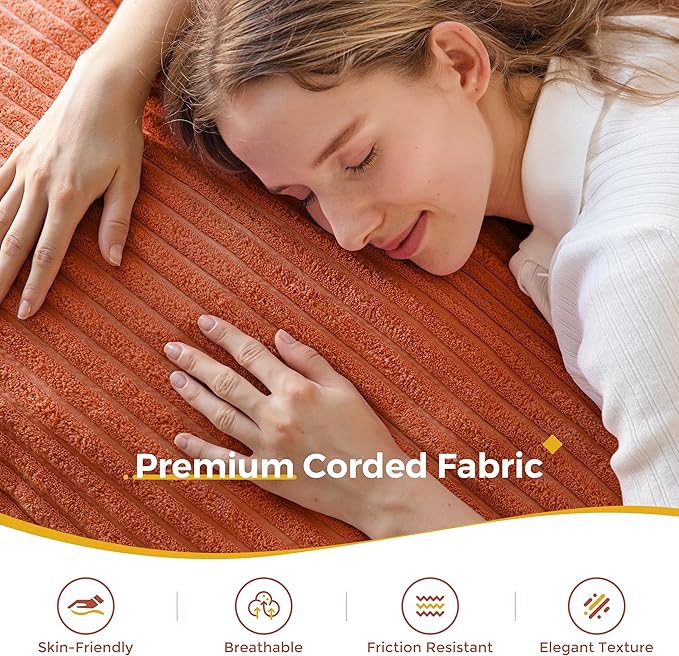 MAXYOYO Giant Bean Bag Chair with Pillow, 3 in 1 Convertible Bean Bag Chair for Adults with Washable Cover, Removable Floor Cushion Stuffed Floor Lounger for Living Room Bedroom, Orange, Full