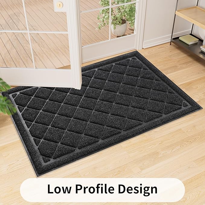 Front Door Mat Indoor Outdoor, 48" x 30" Non Slip Welcome Doormat for Entryway, Heavy Duty Low Profile Entrance Rug for High Traffic Areas, Patio, Outside Entry, Yard, Porch Waterproof