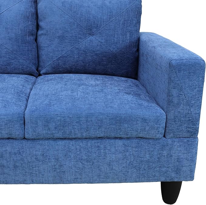 NicBex Sectional Couch 3 Pieces Sofa Set with Right Chaise Linen L Shaped Cloud Couch for Living Room Furniture Sets with Storage Ottoman, Modular Sofa for Living Room & Apartment, Blue