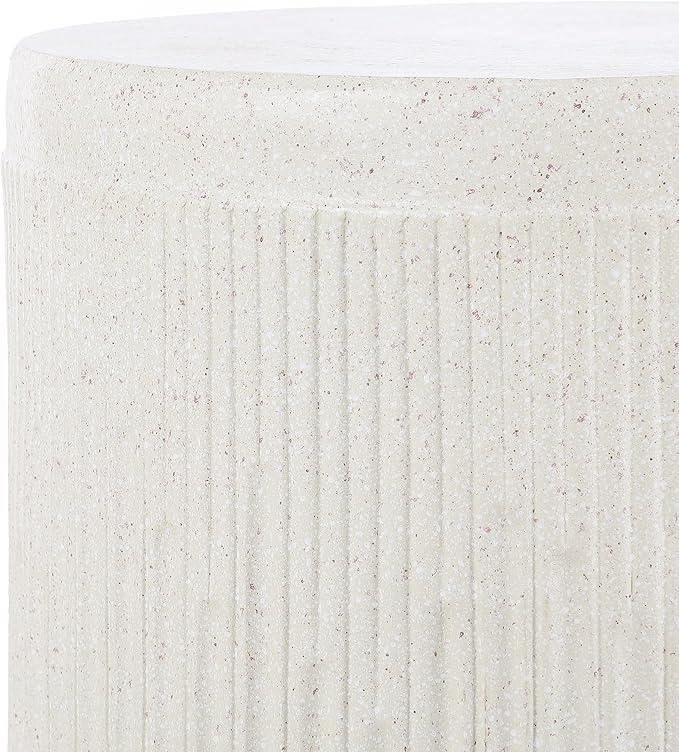 JONATHAN Y TBL1103A Kline 17.5" Mid-Century Modern Brutalist Indoor/Outdoor Accent Table Art Deco, Minimalist, Contemporary, Patio, Garden, Bathroom, Living Room, Cream Terrazzo Finish