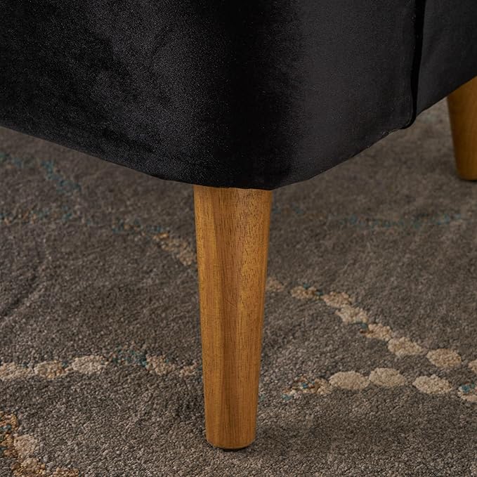 Ball & Cast Velvet Accent Chair,Modern Lounge Living Room Chairs with A Curved Backrest and Iconic Splayed Legs,Seating Furniture for Bedroom,Black
