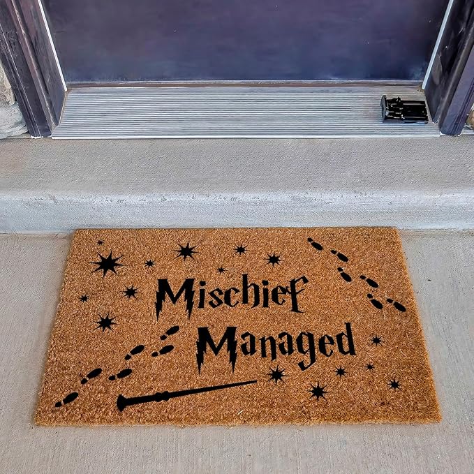 Funny Coir Doormat Magical Fantasy Front Door Mat Entryway Indoor and Outdoor Mat with Heavy Duty Front Porch Decor Welcome Mats for Entrance Way Decor Natural Coconut Thick Brown Mat 23.7x15.7 inch