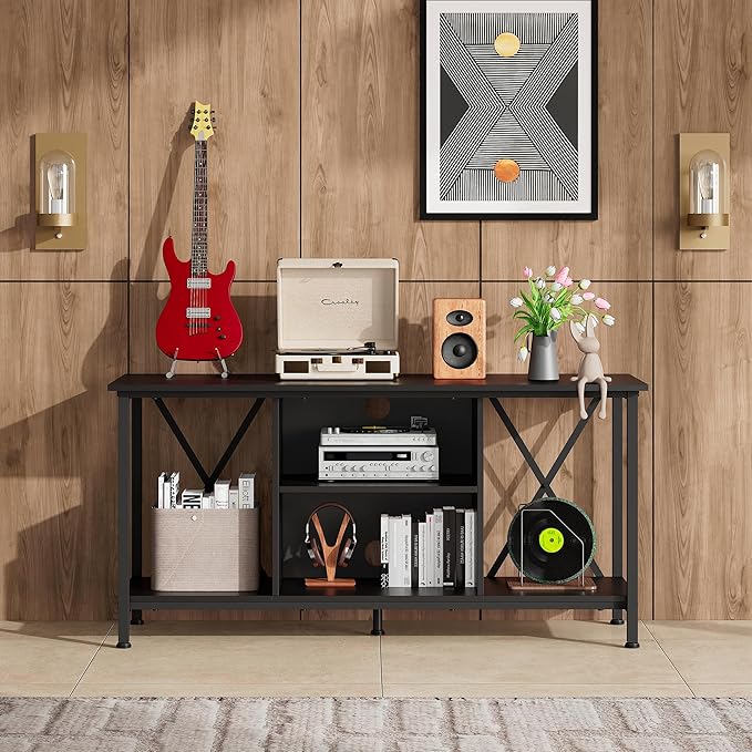 WLIVE TV Stand up to 45 Inch TV, 41" Entertainment Center with Open Storage Shelf for Living Room, Black
