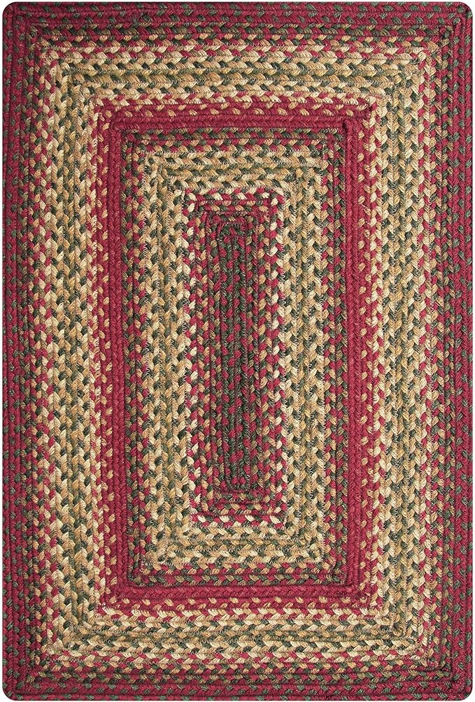 Homespice Cider Barn Cranberry Red Rectangle Braided Rug, Jute, 2x3' - Perfect Country Primitive Decor for Kitchen, Bathroom, Everywhere