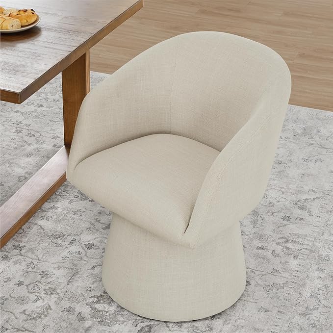 Swivel Dining Chairs Modern Accent Armchair Side Deskchair for Diningroom Vanity Bedroom Livingroom Reading Room,Linen,1 Box
