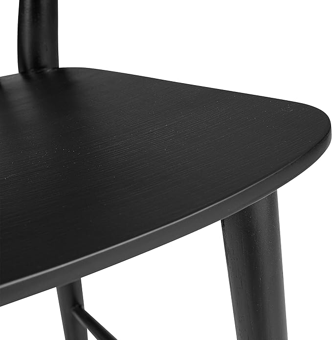 POLY & BARK Ligna Counter Stool Black – Mid-Century Inspired Stool with Sculpted Spindle Back – Solid American Oak Frame and Engineered Wood Veneered Seat – Fully Assembled and Ready to Use