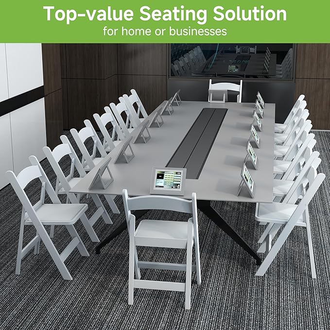 Real Relax White Resin Folding Chairs with Cushion - Comfortable Foldable Plastic Chair - Stackable Chairs with Padded Seats - Indoor/Outdoor Chairs for Events, 600lbs Capacity(60 Pack)
