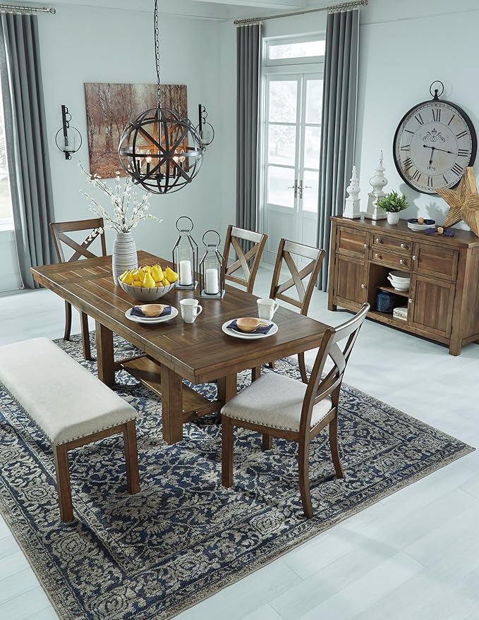 Signature Design by Ashley Moriville Farmhouse 36” x 30” Dining Extension Table, Seats up to 8, Brown