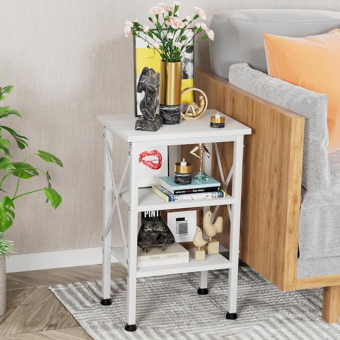 VECELO Modern Nightstands X-Design Side End Table Night Stand with Storage Shelf for Bedroom,Living Room,