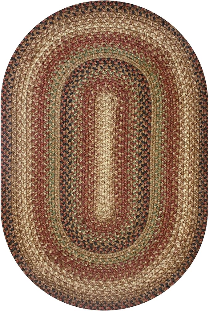 Gingerbread Brown Oval Braided Rug, 2x3' - Handmade with Jute, Warm Country Decor, Perfect for Bathrooms and Entryways - Reversible and Easy to Clean