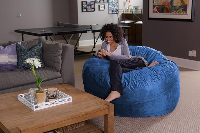 Sofa Sack Bean Bag Chair - Plush, Ultra Soft - Memory Foam Bean Bag Chair with Microsuede Cover - Stuffed Foam Filled Furniture and Accessories for Dorm Room 5 Feet - Royal Blue