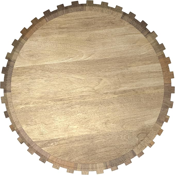 SIMPLIHOME Lyall End Table - 16 inch Wide Solid Mango Wood Round Accent Table with Fluted Sides in Natural, Contemporary Nightstand or Lamp Stand for Living Room or Bedroom, Assembled