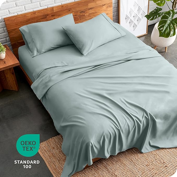 Bare Home Twin XL Sheet Set - 1800 Ultra-Soft Microfiber Twin Extra Long Sheets - Double Brushed - Deep Pockets - Easy Fit - Extra Soft - 3 Piece Set - Bed Sheets & Pillowcases (Twin XL, Sea Spray)