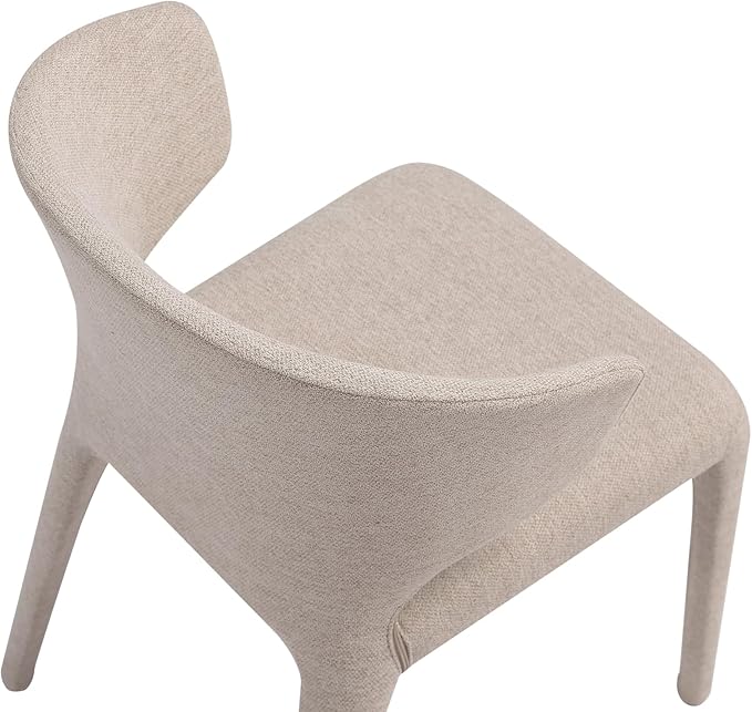 Manhattan Comfort Conrad Mid Century Modern Dining Chairs Woven Tweed Upholstered Kitchen Furniture with Contoured Back, Foam Padding & Metal Legs, Set of 4, Wheat