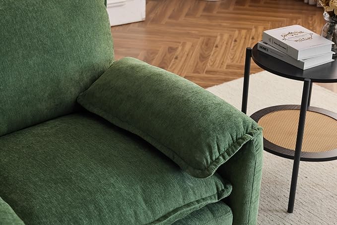 Ball & Cast 38" Oversized Chenille Lounge Chair,Reading Armchair with Thick Comfort Cushions,High Back Support & Wide Seat,Perfect Accent Chair for Modern Living Room,Bedroom,Green