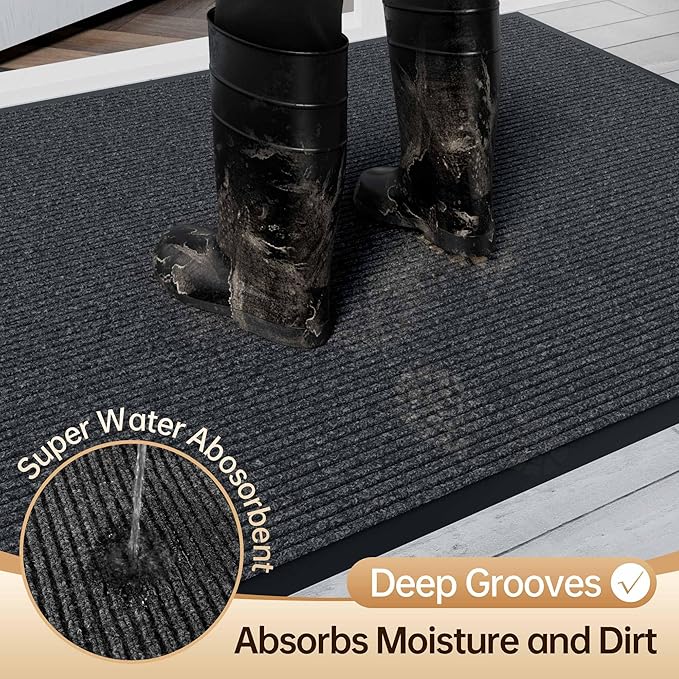 Amyracel Front Door Mat Indoor Outdoor Entrance, 48" x 72" All-Season Waterproof Heavy Duty Doormat for Outside Entry, Stain and Fade Resistant, Low Profile, Easy Clean Patio Entryway Mat