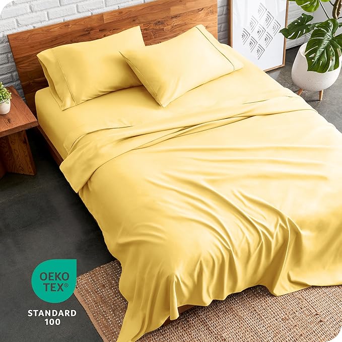 Bare Home Twin XL Sheet Set - College Dorm Size - Luxury 1800 Ultra-Soft Microfiber Twin Extra Long Bed Sheets - Deep Pockets - Easy Fit - Extra Soft - 3 Piece Set - Bed Sheets (Twin XL, Lemon Drop)