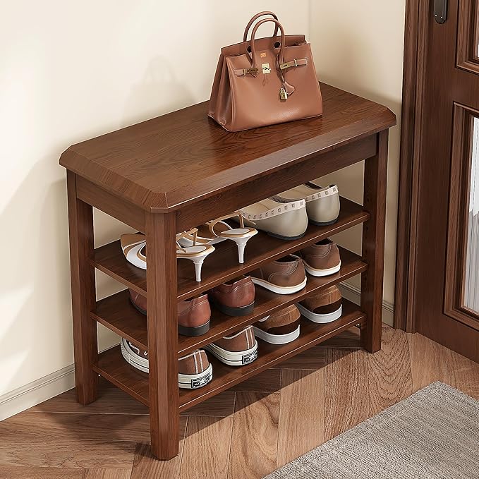 Shoe Rack for Front Door Entrance, Solid Wood Shoe Bench for Closet, Holds Up to 550lbs, Shoe Rack Bench for Entryway, Mudroom, Hallway