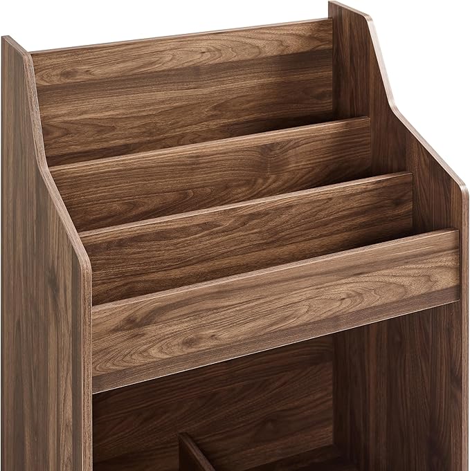 Crosley Furniture Liam Vinyl Record Storage Stand, Tiered Storage Shelves for Records, Walnut