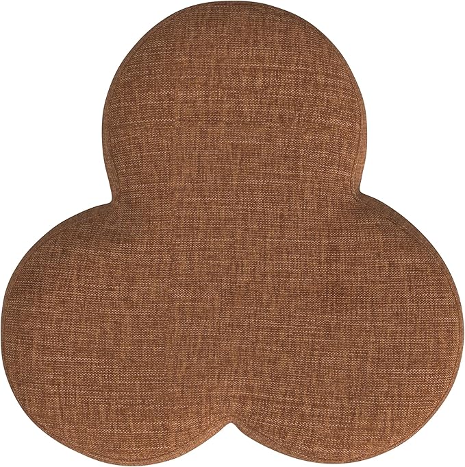 HomePop Upholstered Clover Shaped Ottoman (No Lid, Seat Only) Home Décor | Foot Rest Pouf – Rust Orange Chenille