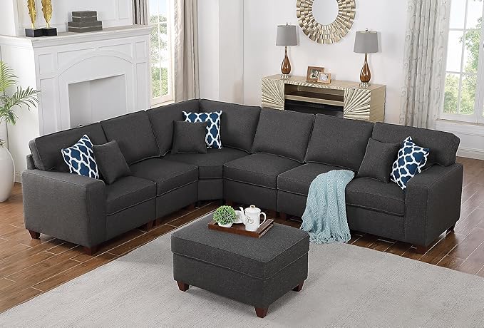 Leio Sectional Modular Sofa with Ottoman for Living Room, Apartment, Bedroom, Office, Dorm