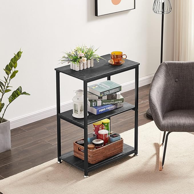 VECELO Tall End Side Table,30" Height Nightstand with 3-Tier Storage Shelf for Living Room Bedroom Office Hallway Study