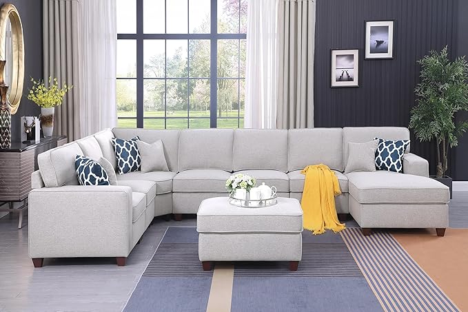 Leio Sectional Modular Sofa with Ottoman for Living Room, Apartment, Bedroom, Office, Dorm