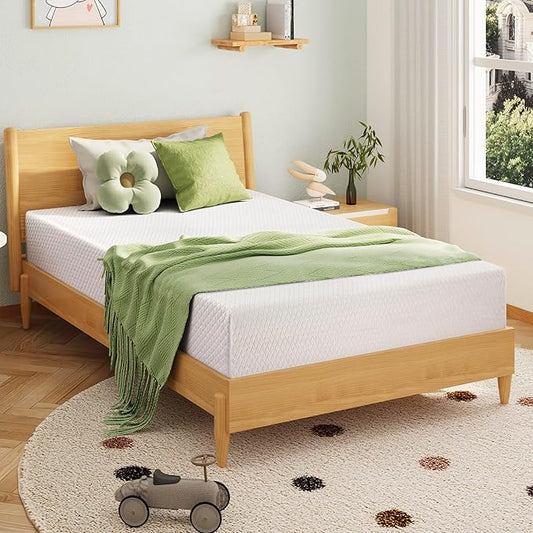 Twin Size Memory Foam Mattress, 10 Inch Bed Mattress in A Box with Cooling Green Tea Gel, Relieve Pressure with Medium Support, CertiPUR-US Certified, 75''L x 38''W, White