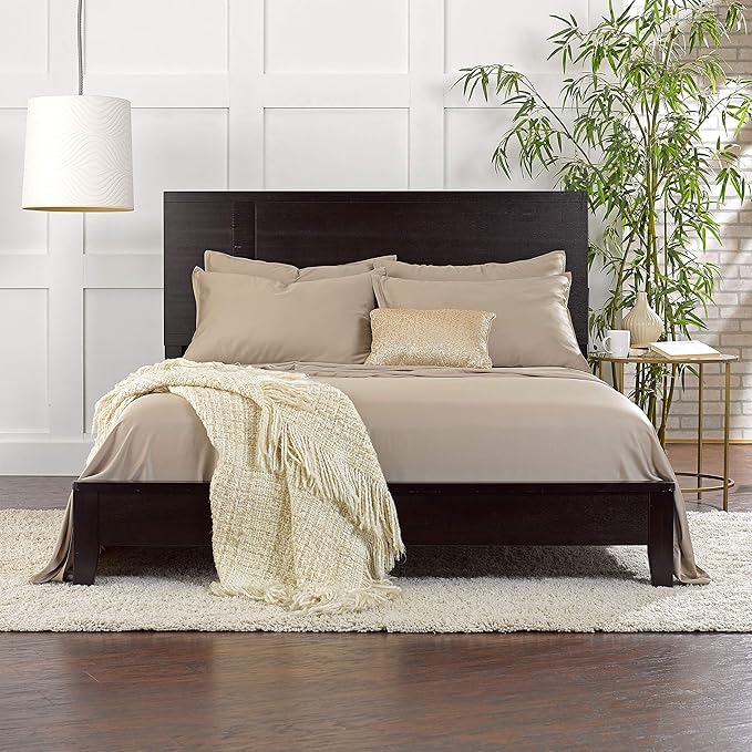 Full Sheets by Pure Bamboo, Genuine 100% Organic Viscose Derived from Bamboo Bed Sheet Set, Luxuriously Soft & Cooling, Double Stitching, Lifetime Quality Promise (Full, Sand)